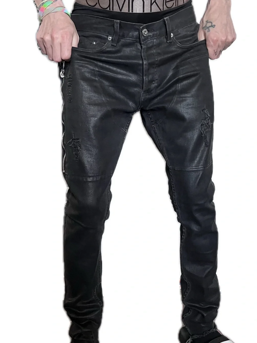 NWOT mr. completely  Black Slim Jeans - Classic Everyday Style distressed rare